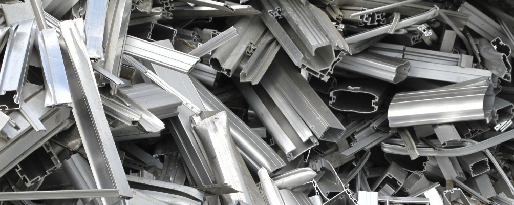 Pile of scrap aluminum metal ready for recycling