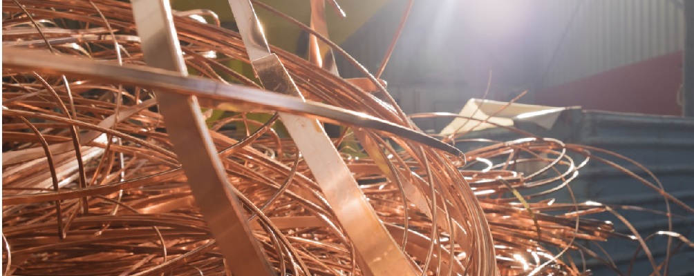 A pile of scrap copper